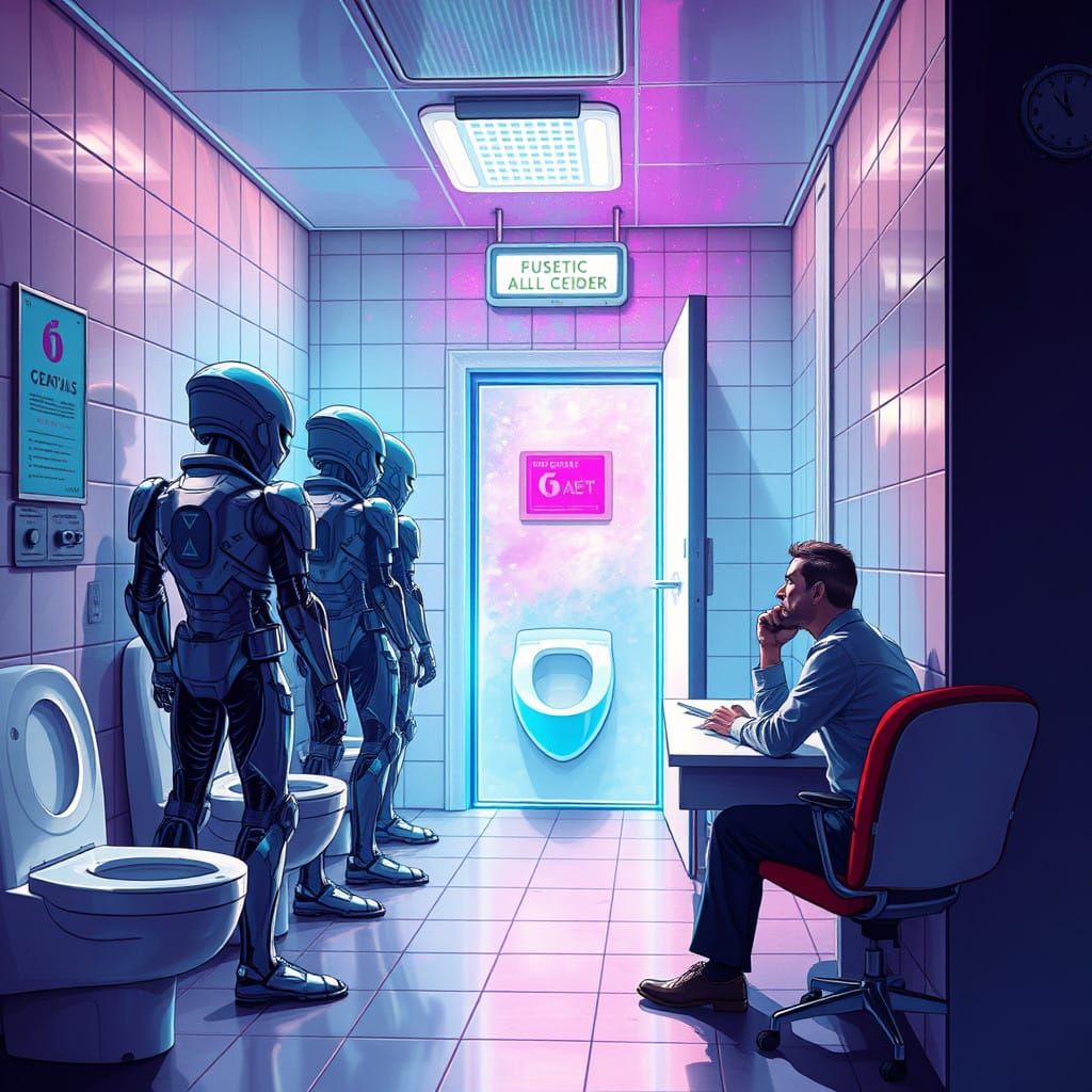 Aliens in a Toilet, a Holographic Astral Cosmic Scene