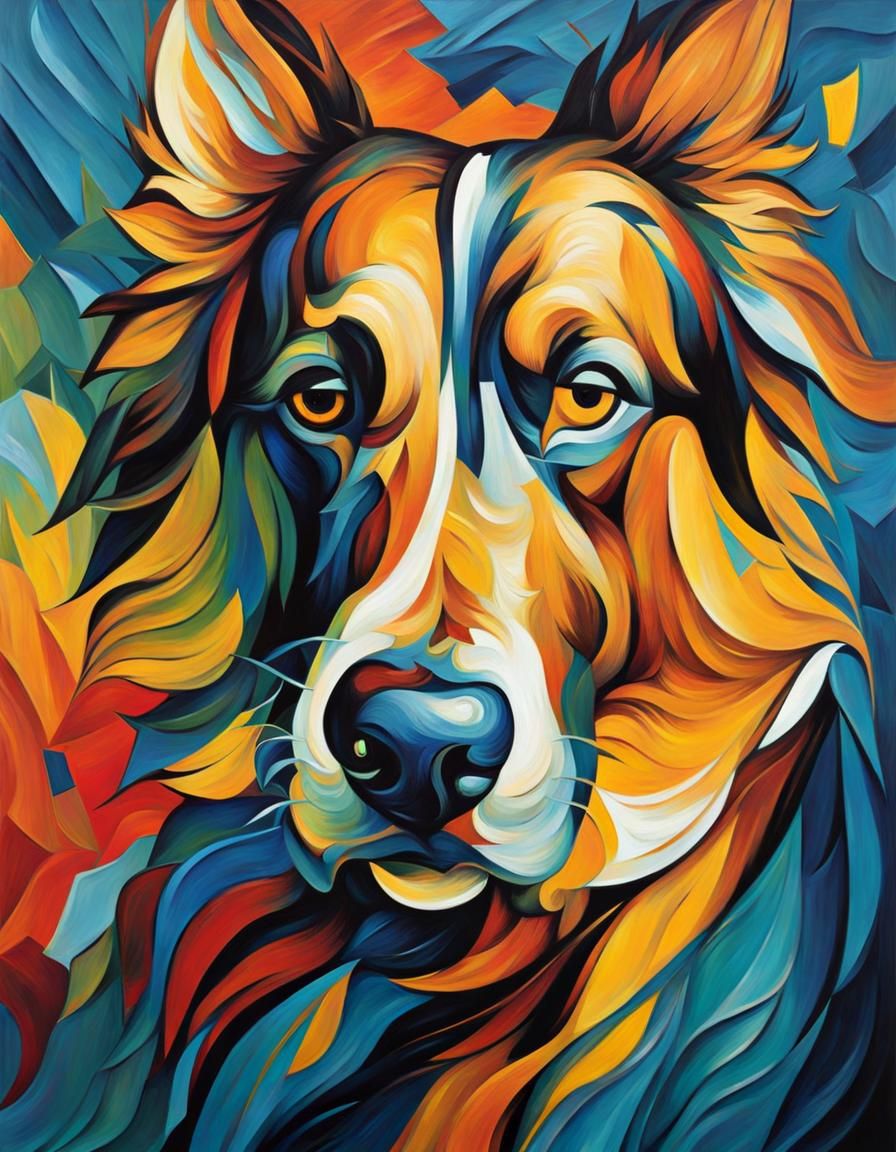 Abstract Painting in Van Gogh and Cubism Styles