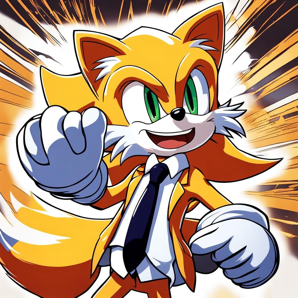 Tails in Suit and Tie: Anime Art Style