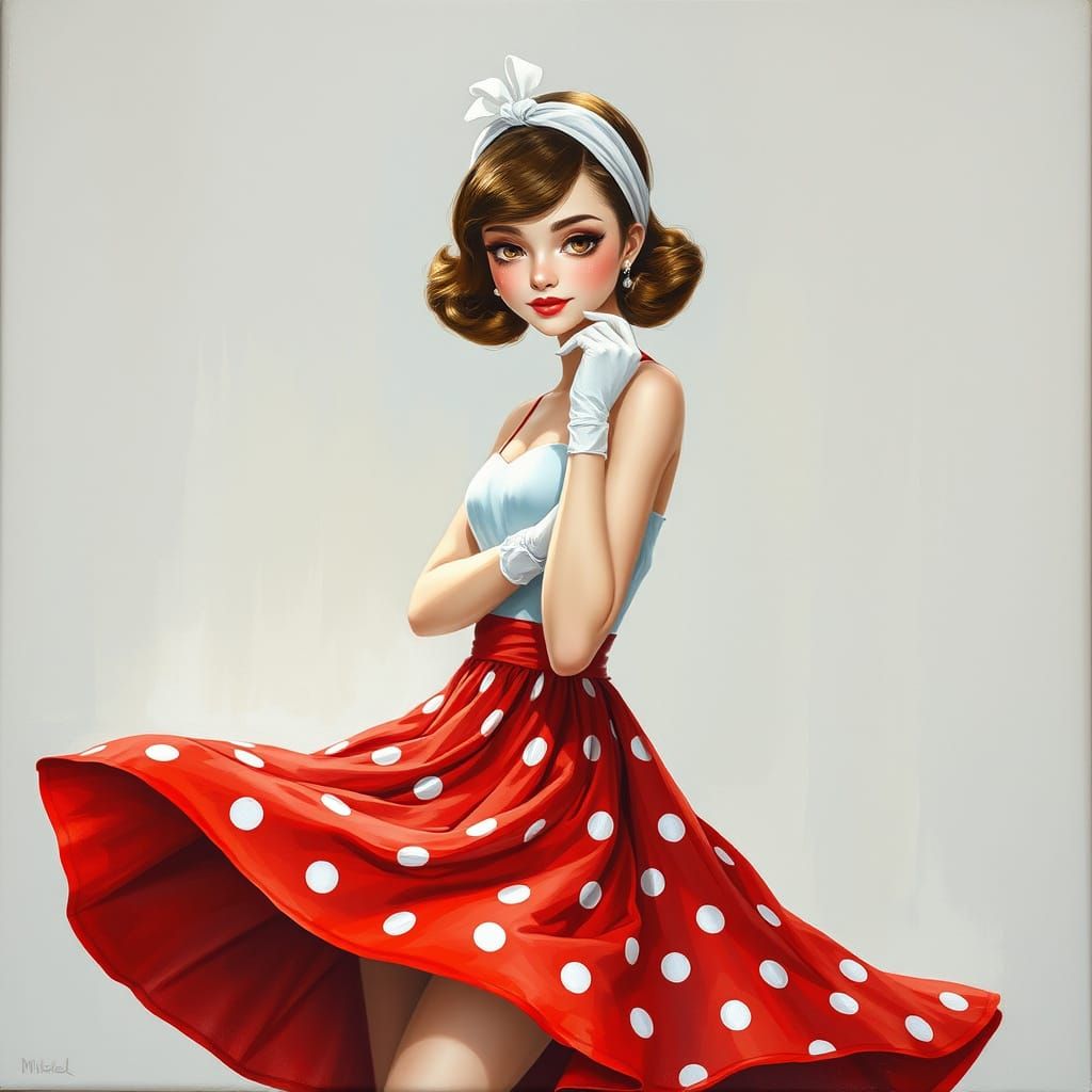 Retro Goddess in Whimsical Watercolor Wonderland