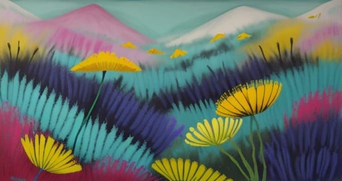 Abstract Meadow of Wildflowers as Colorfield Painting