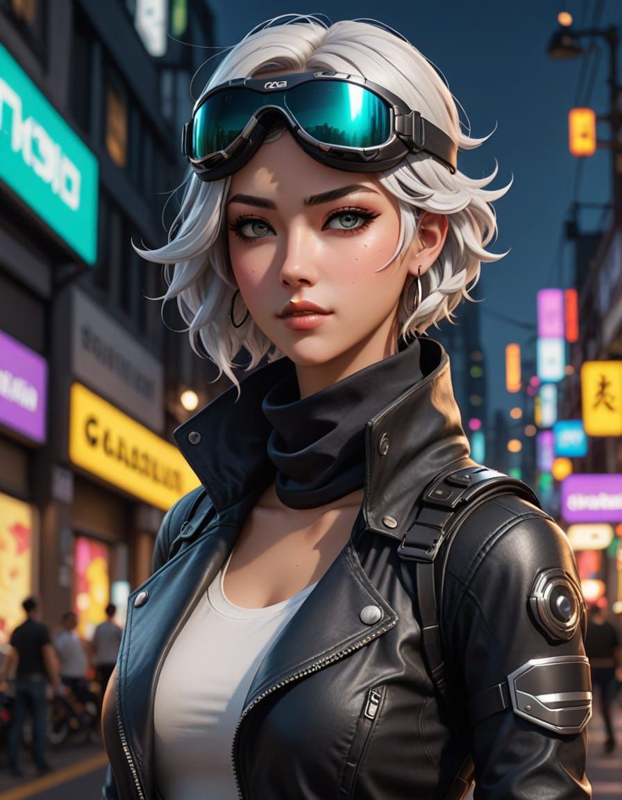 Elegant 3D Anime Girl with Edgy Attitude