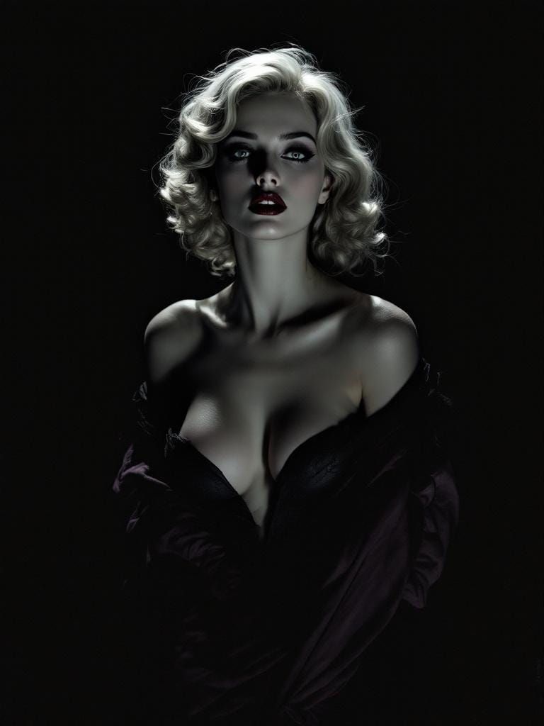 Gothic Portrait of a Blond Woman in Theatrical Lighting