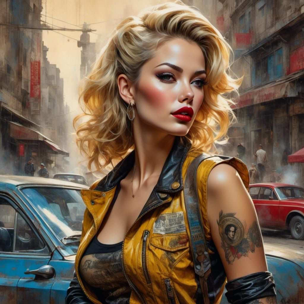 <lora:Grunge-Poster:1.0>Insanely beautiful Retro rockabilly ...