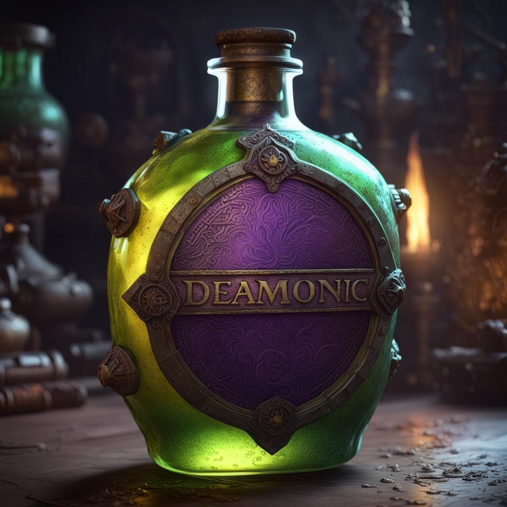 Ancient Poison Bottle in Dark Fantasy Style
