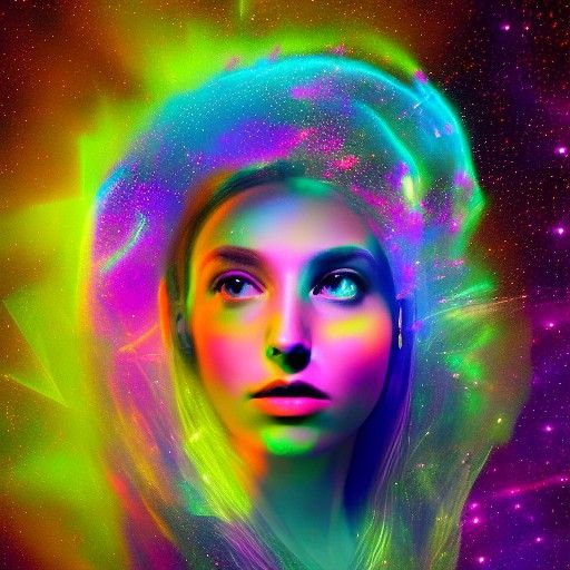 Cosmic Queen: Holographic Astral Illustration