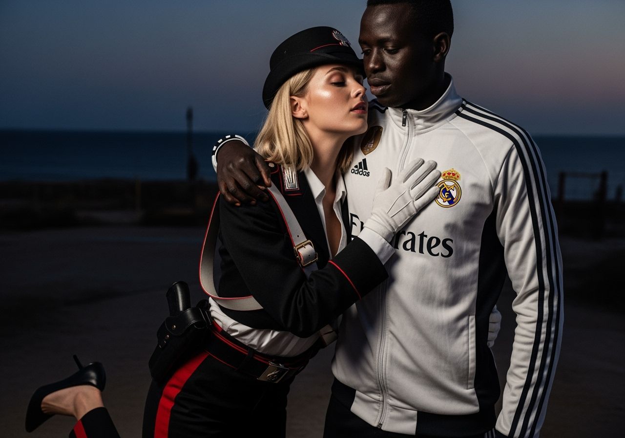 Passionate Embrace in Lampedusa: A Contemporary Portrait