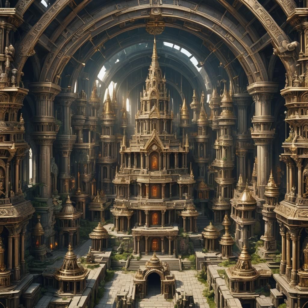 Fantasy Temple Nave Dedicated to Magic and Crafting