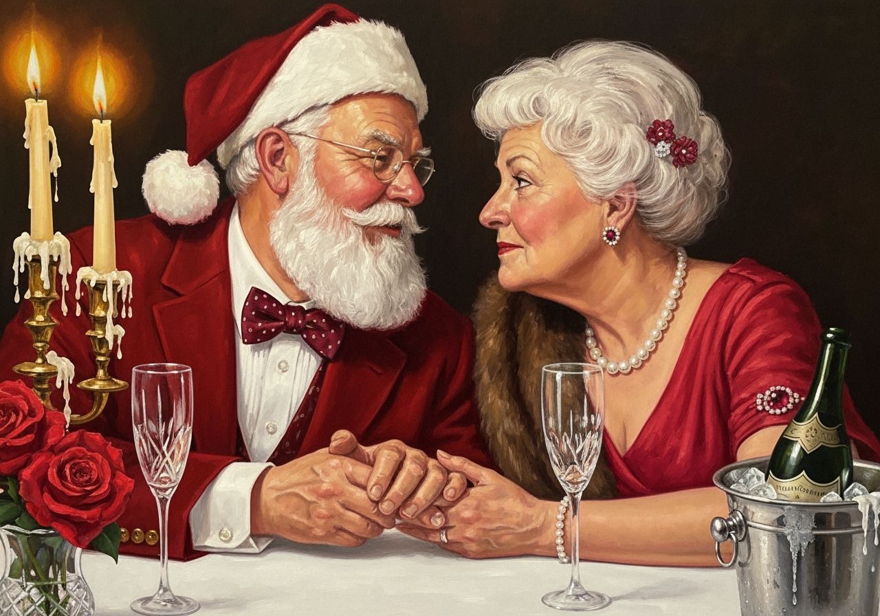 Santa and Mrs. Claus Share a Loving Candlelit Dinner