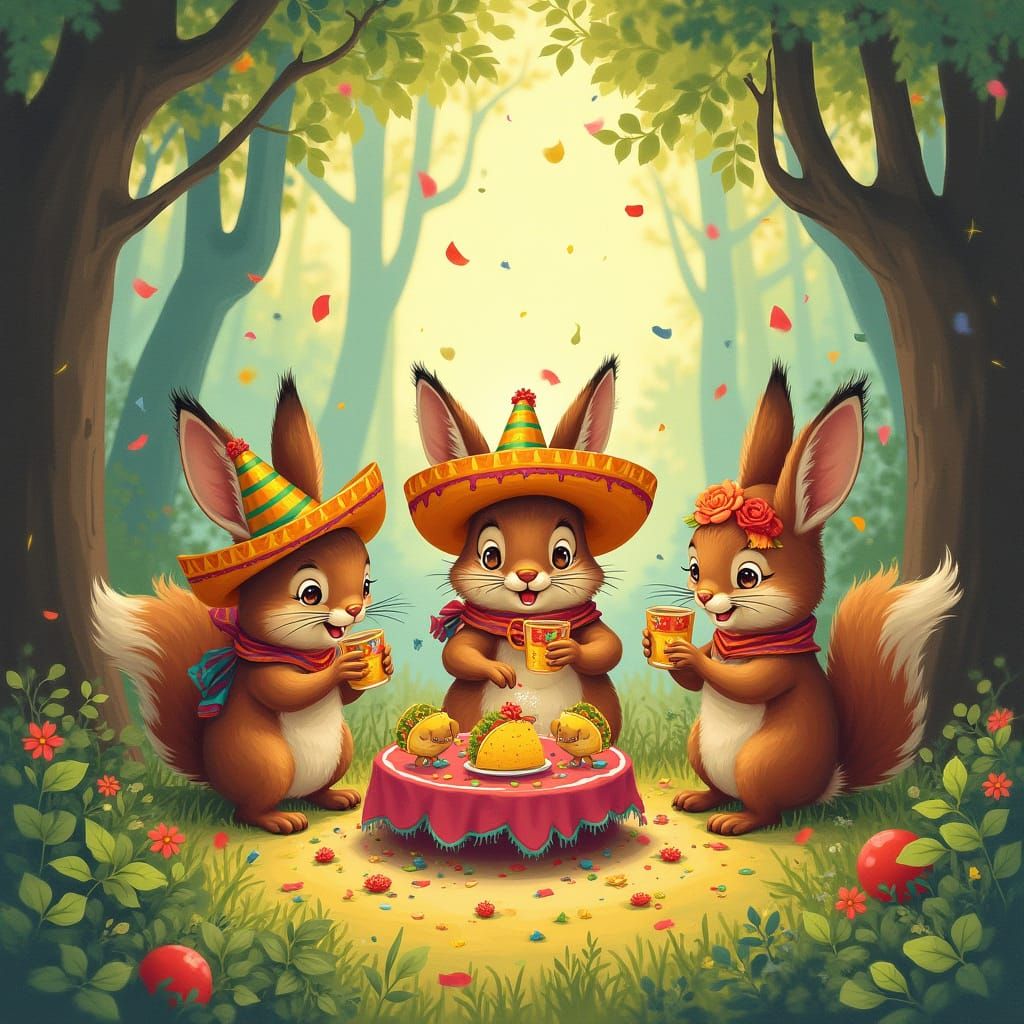 Festive Forest Fiesta in a Bauhaus Style