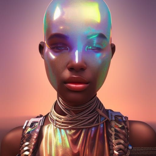 Futuristic Zulu Afropunk Fashion in Holographic Style