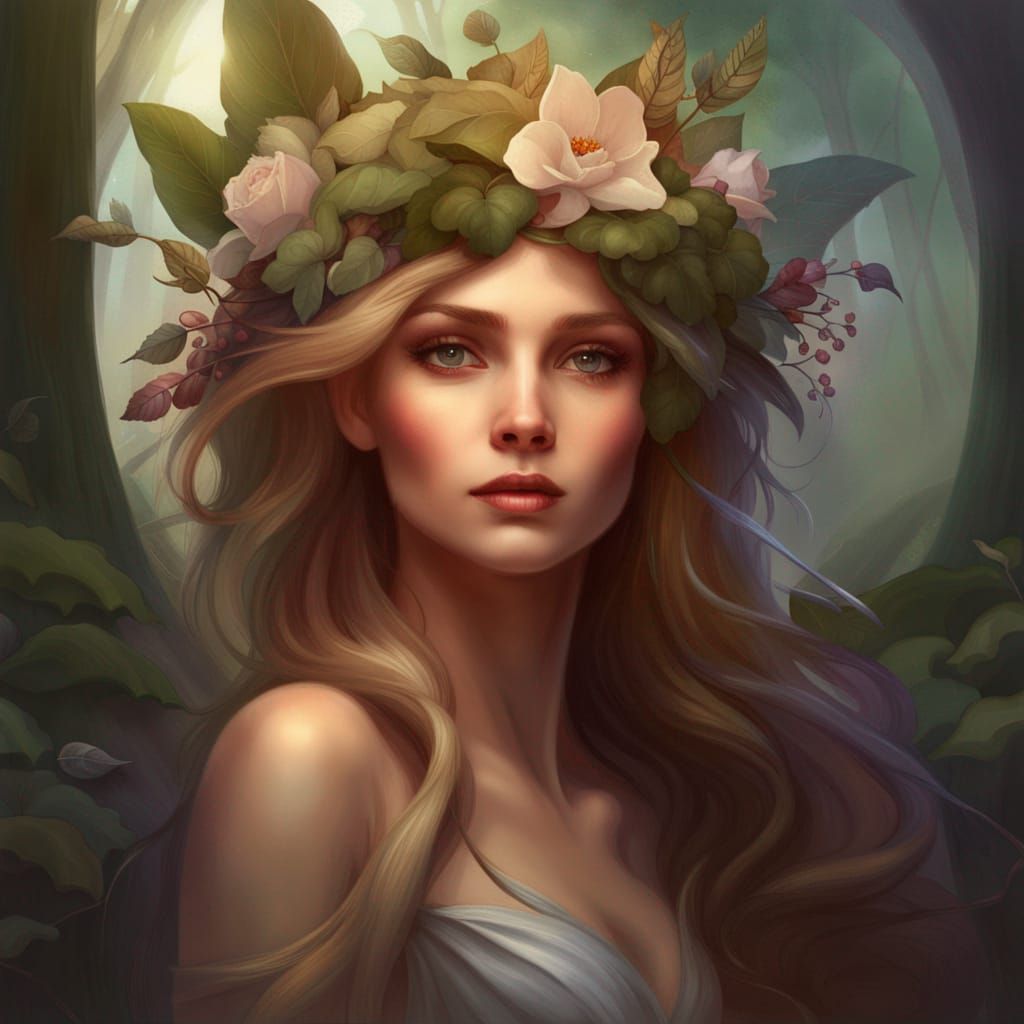 Victorian Fae Girl in Enchanted Woodland