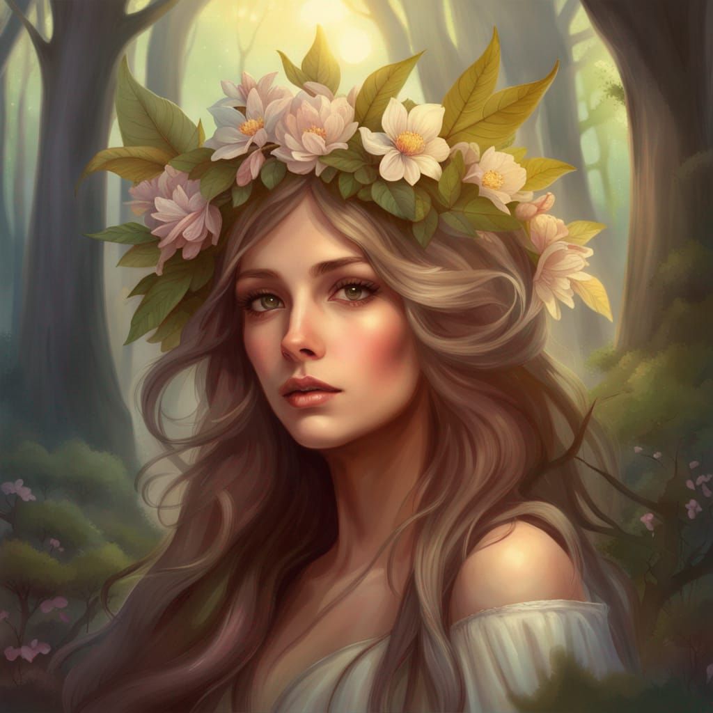 Elegant Fae Fairy Portrait in Enchanted Woodland