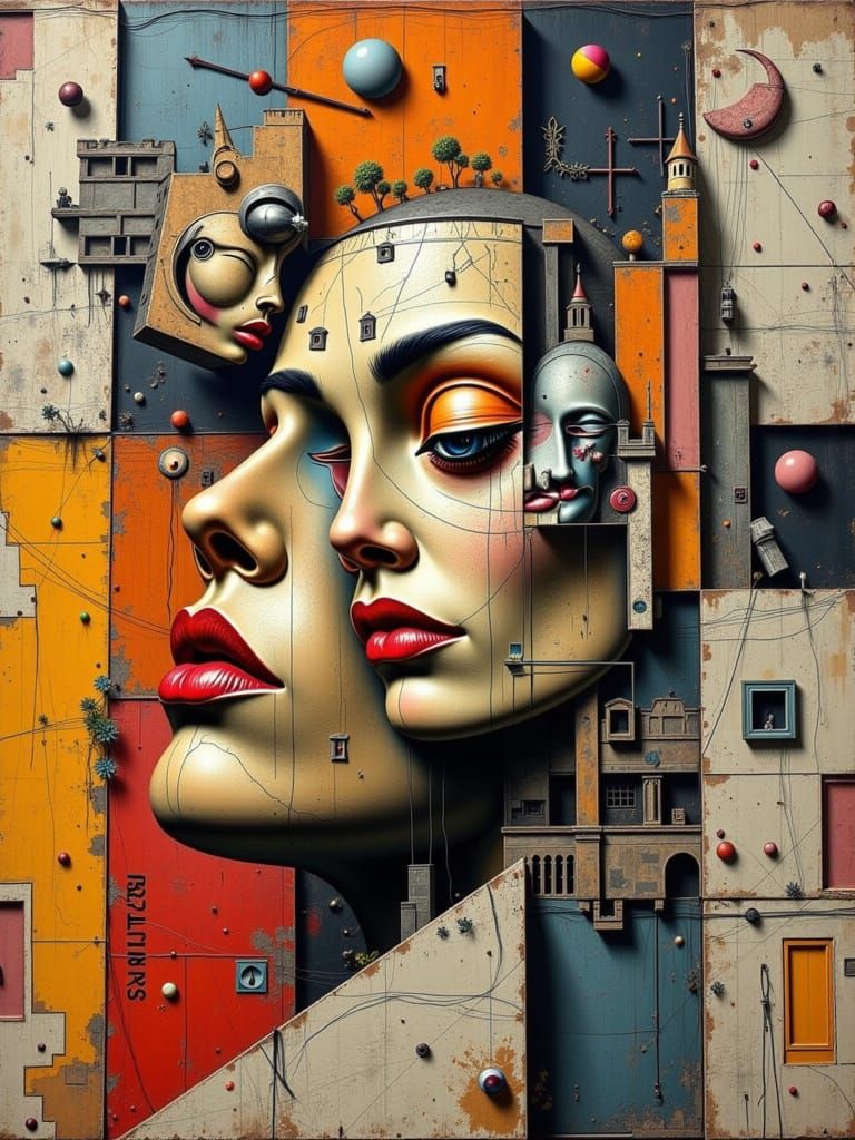 Brutalist Architecture Surrealist Cubist Blend