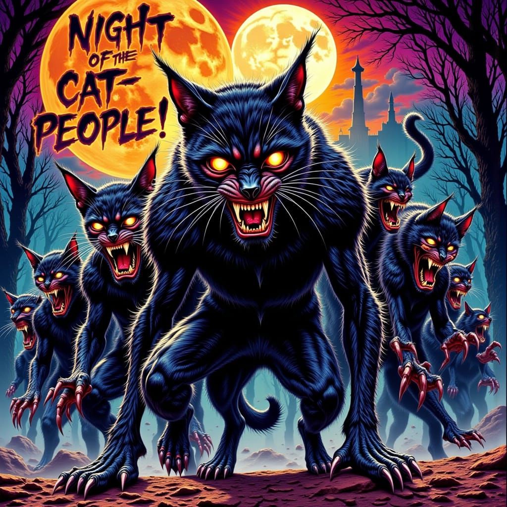 Night Of The Cat People Pulp Movie Poster