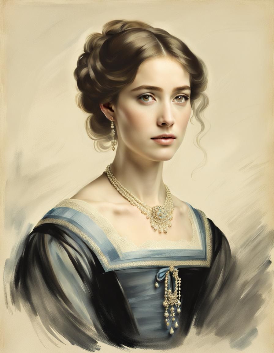 Portrait of a Beautiful Young Woman in Dress