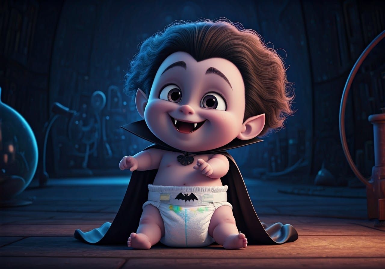 Baby Dracula in Mad Scientist's Lab, Expressive Animation