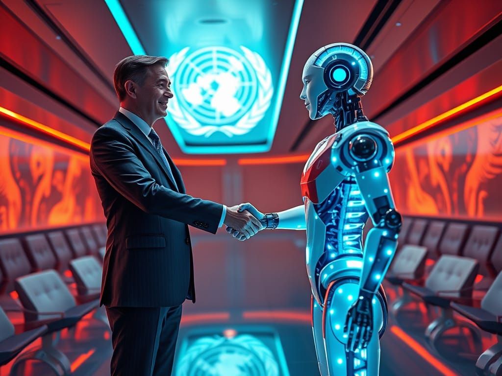 Human and AGI Handshake in Futuristic Conference