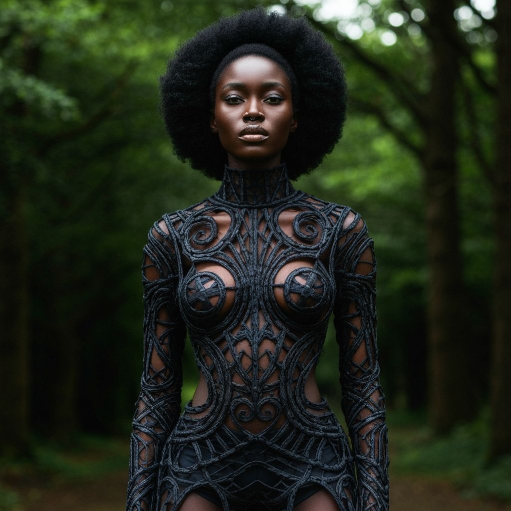 Avant-Garde Woman in English Yew Forest