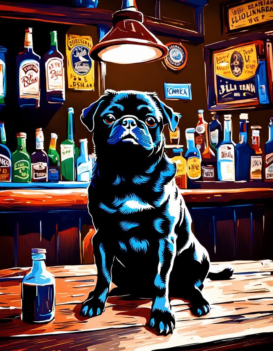 Black Pug Plays Blues in Louisiana Bar
