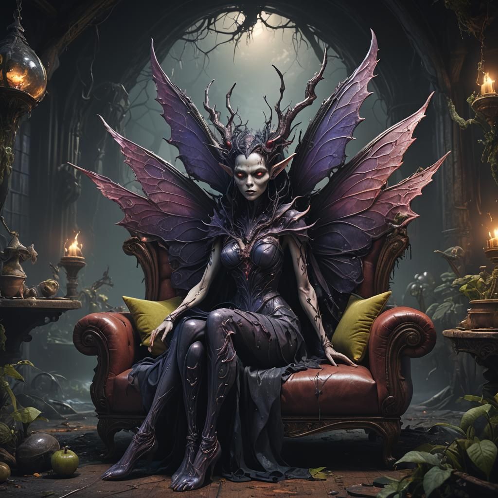 Dark Alien Fairy in Detailed Matte Painting