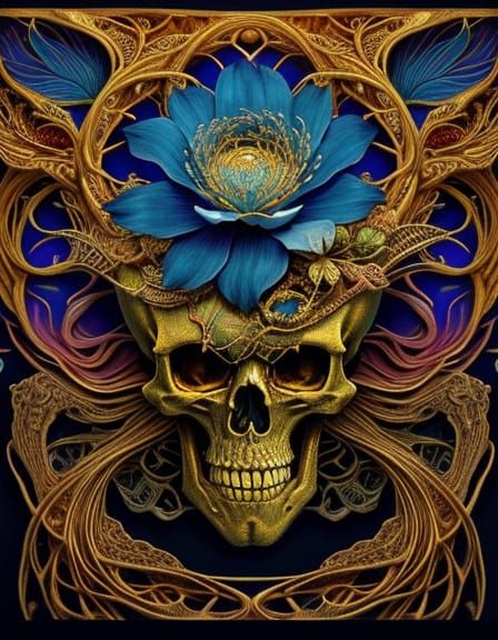 Surrealistic Flower of Golden Radiance