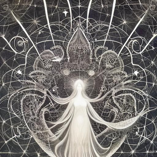 Angelic Newborn Shadows at Sunset in Etching Style