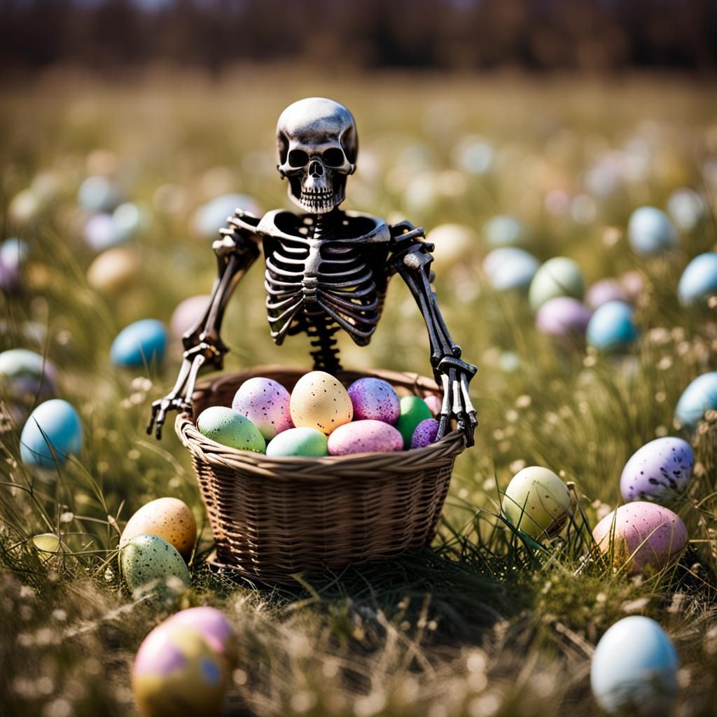 <Style of H.R. Giger >  <skeleton,  Jesus > [hunting  for Ea...