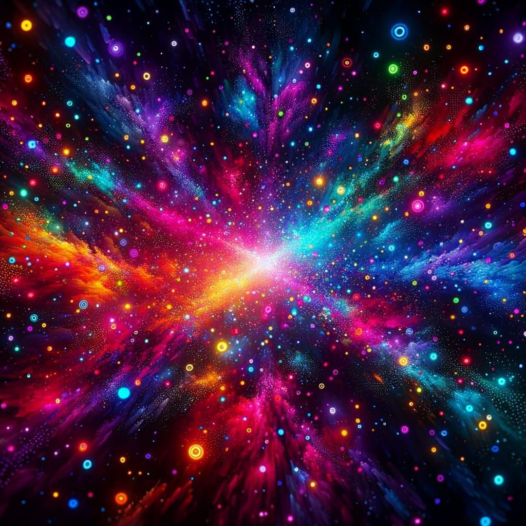 Glowing Cosmic Dreamscape in Neon Colors