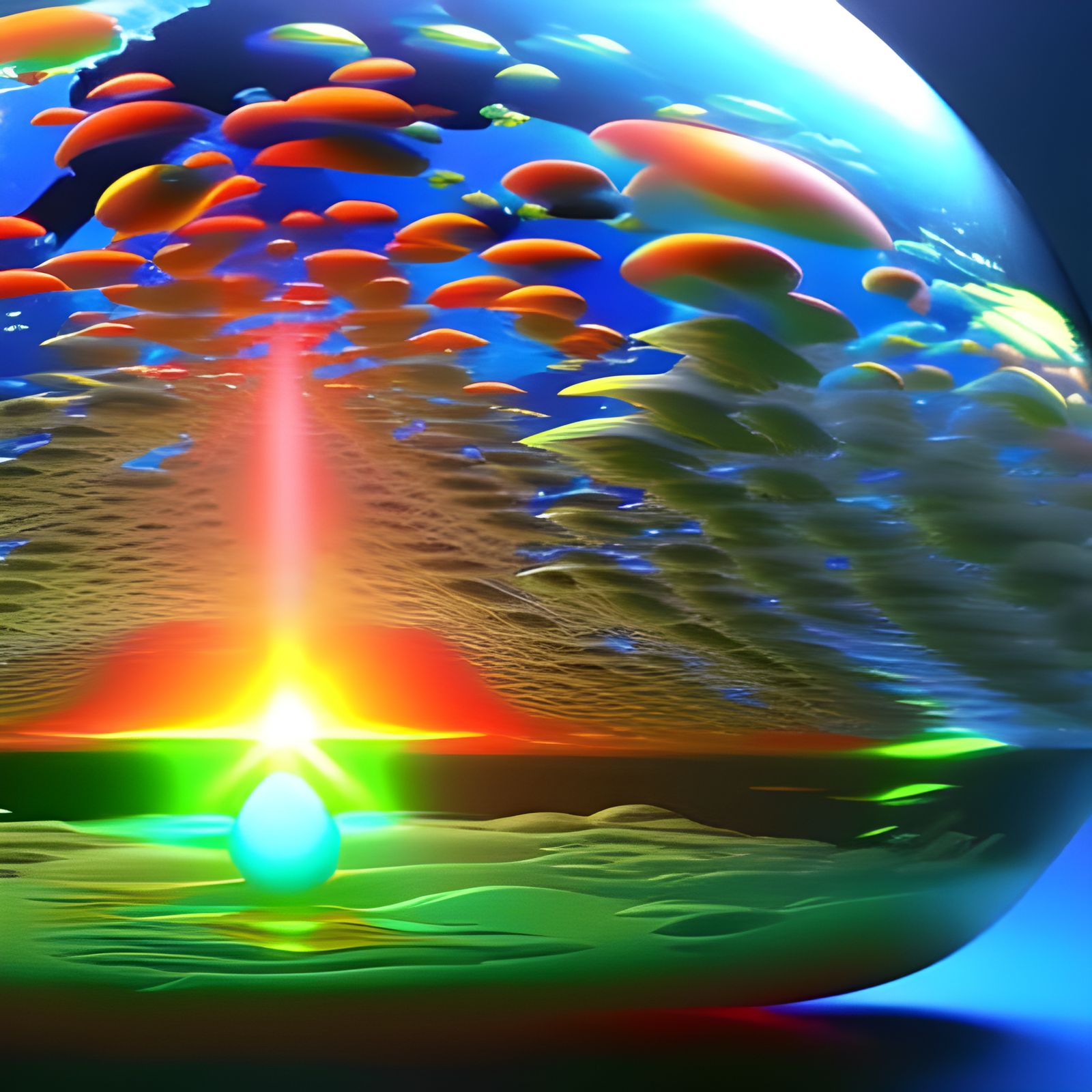 Magnificent Light Refractions Inside Glass Strawberry