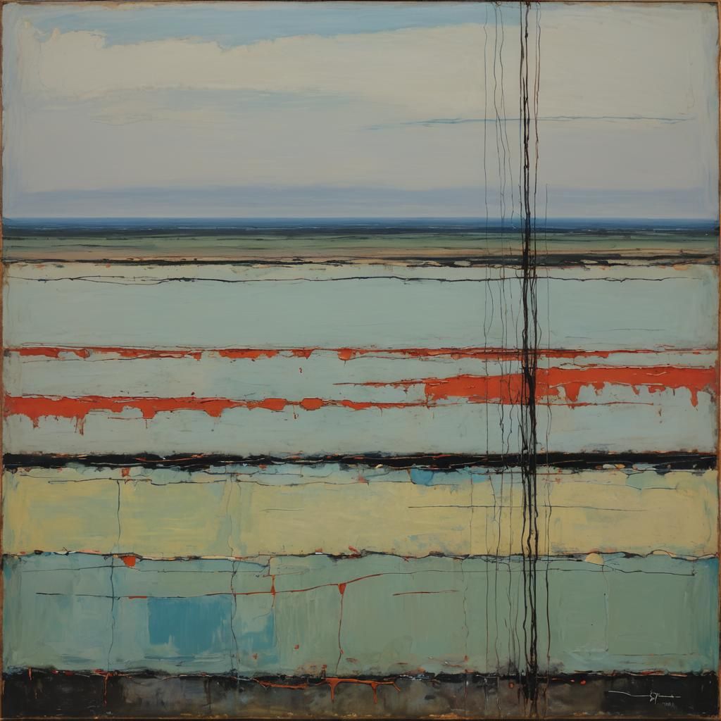 Abstract Horizon in Rothko Style Oil Painting