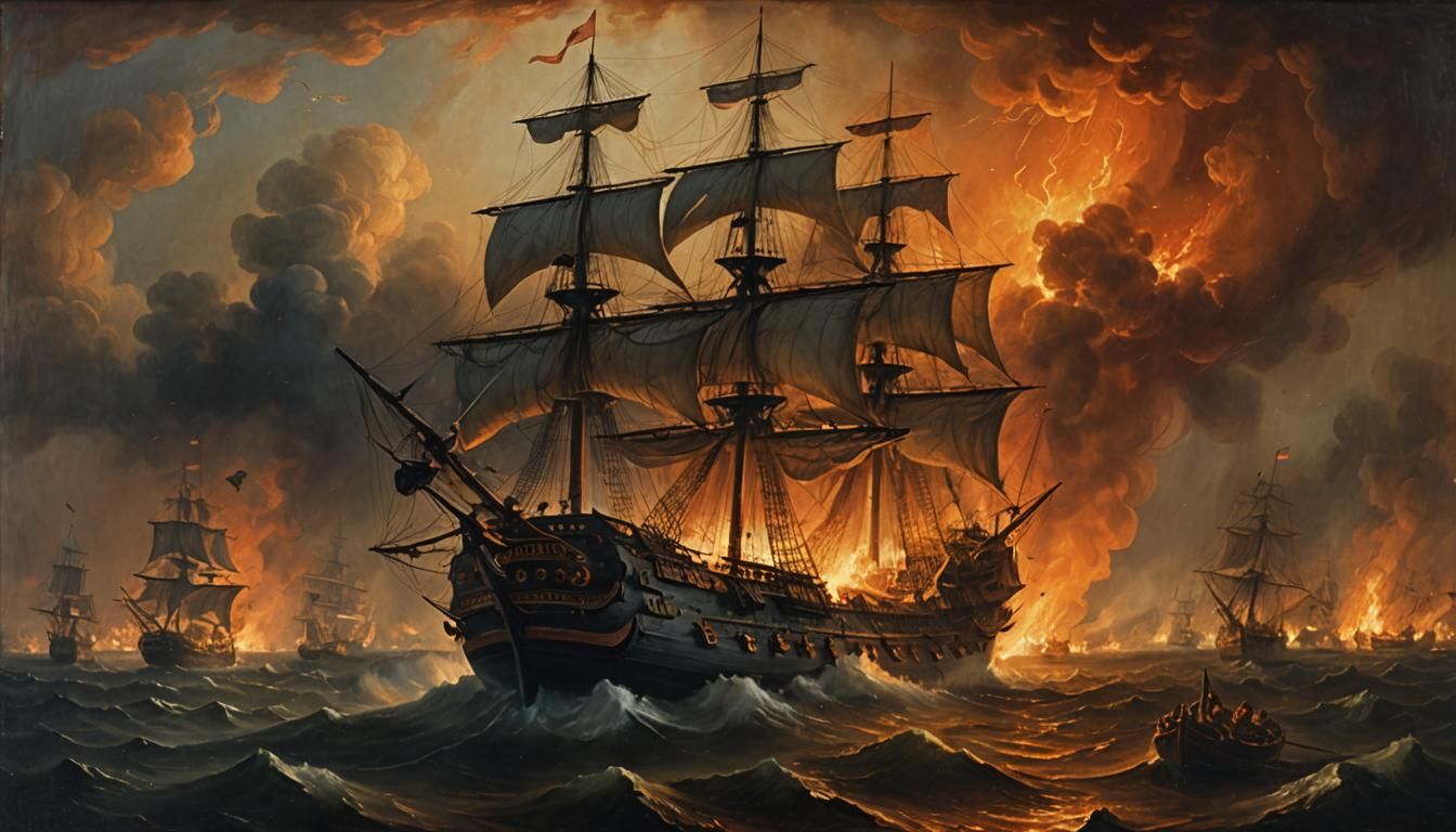 Epic Sea Battle: Dutch Golden Age Maritime Painting