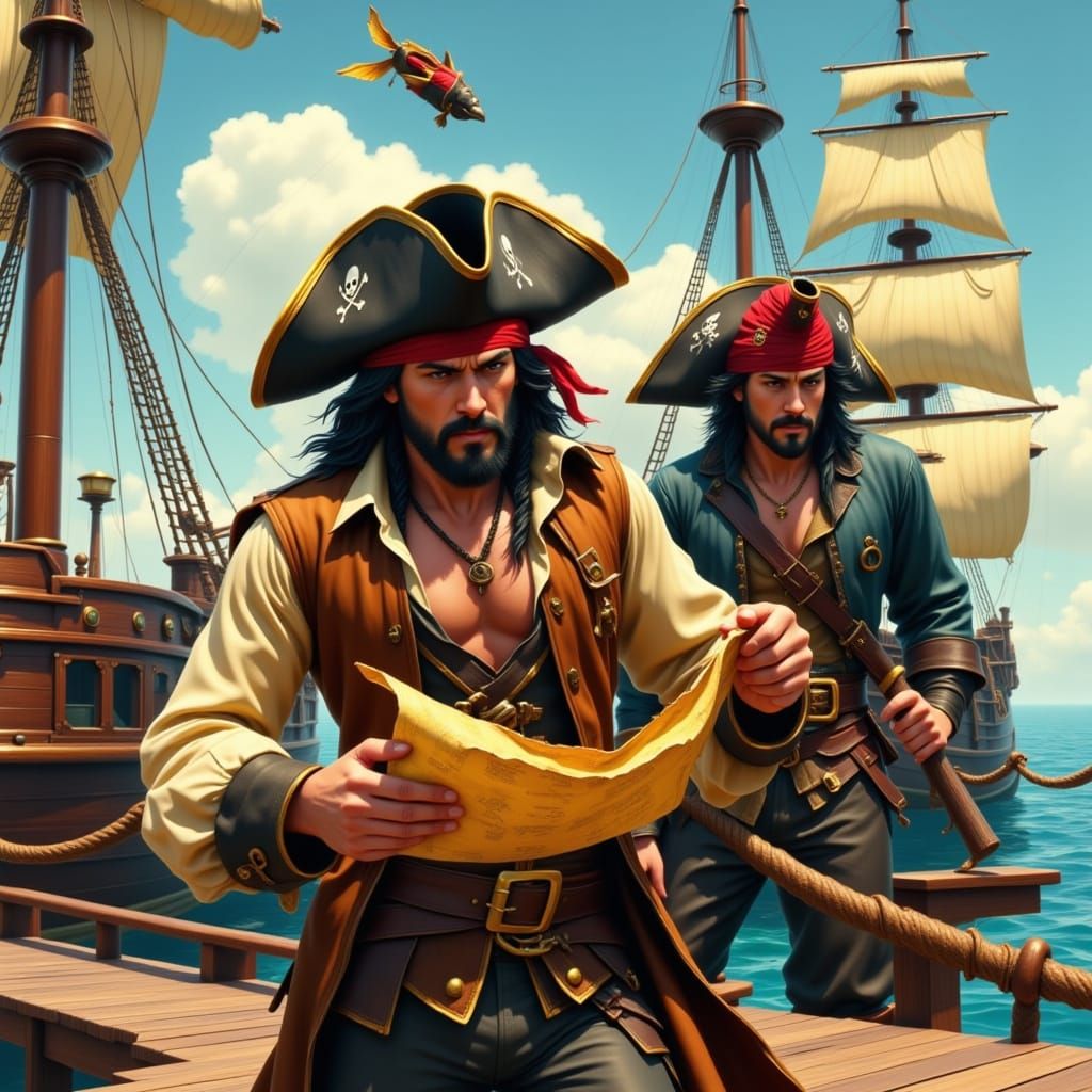 Pirates disembarking on the beach reading <lora:Pirate:1.0> ...