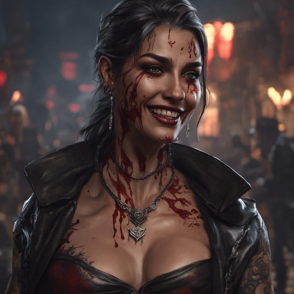 Bloodied Supermodel Thief: Dark Fantasy Concept Art