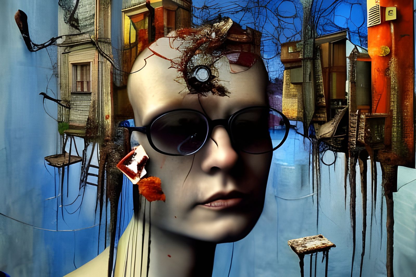 Surreal Mixed-Media Collage with Found Objects