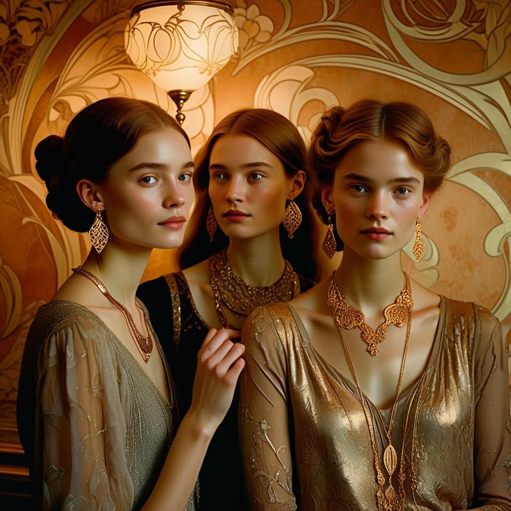 Elegant Art Nouveau Party with Friends