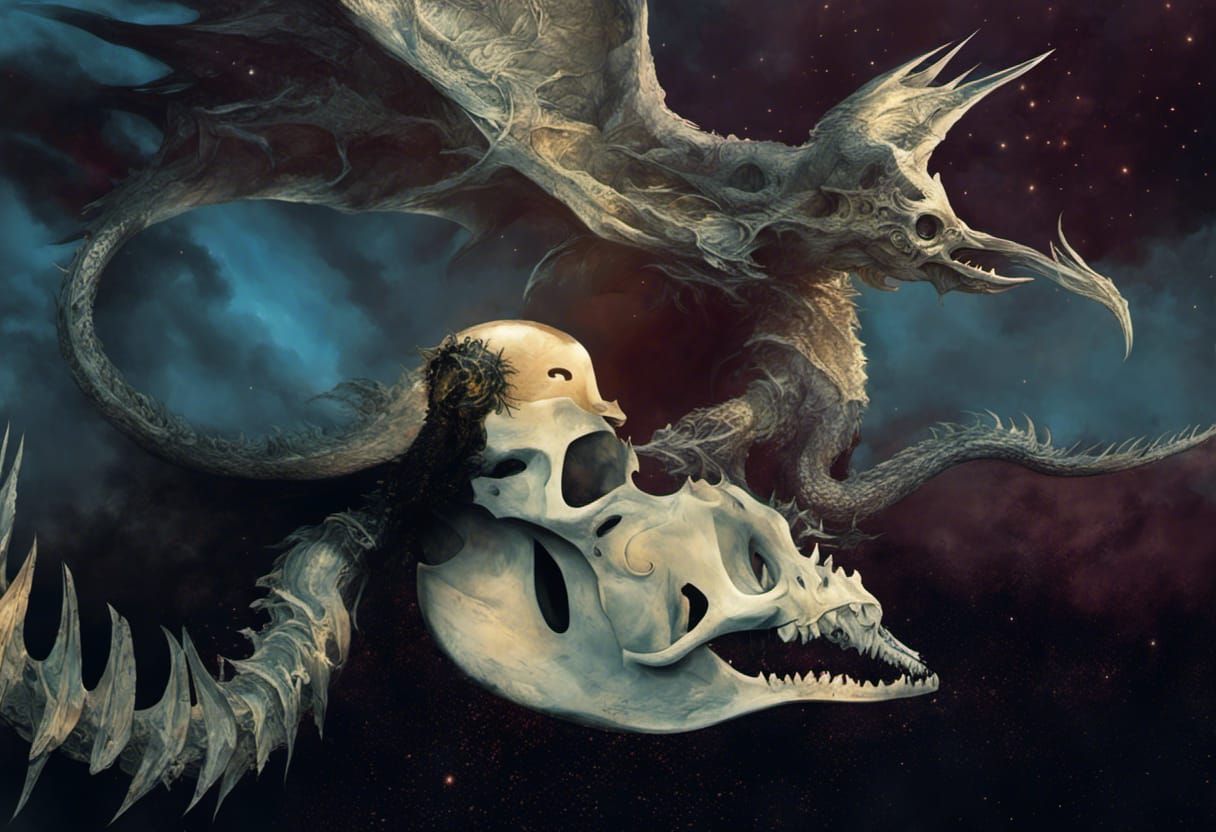 Enchanted Dark Fantasy Dragon Skull Masterpiece