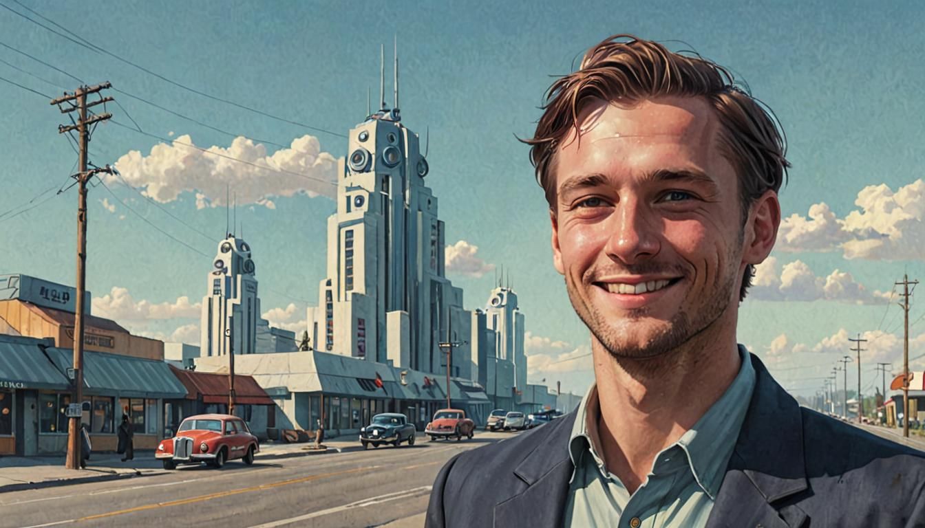 Content Man in Art Deco Style