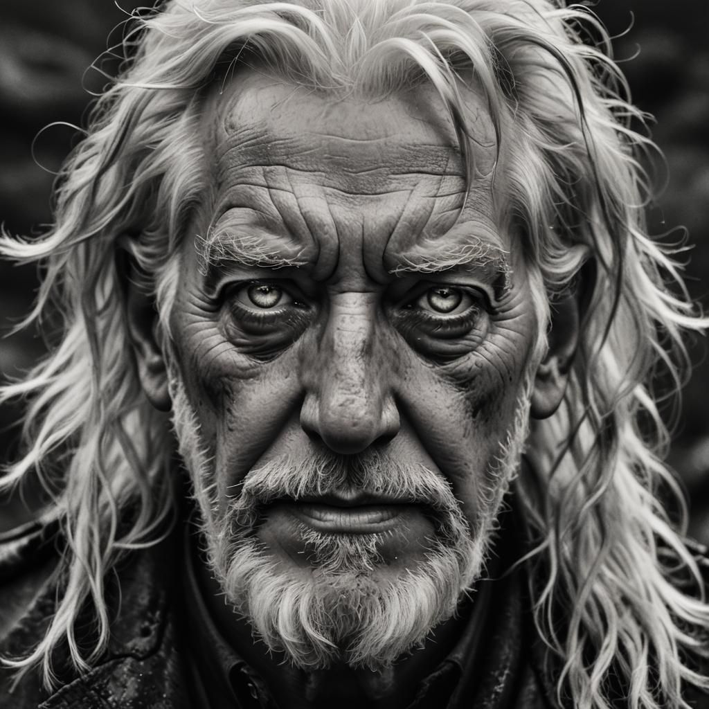 Dramatic Portrait of an Actor with Glowing Hair