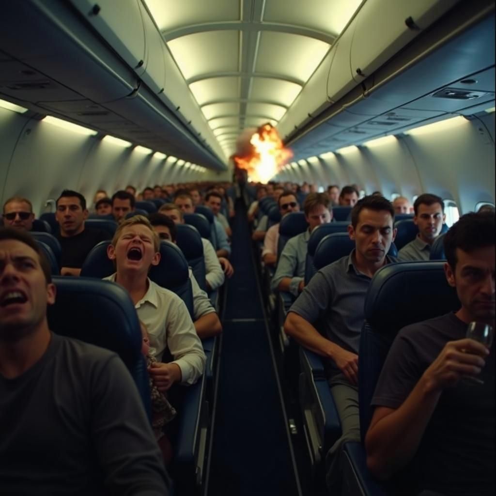 Tense Airplane Scene: Waiting for Takeoff