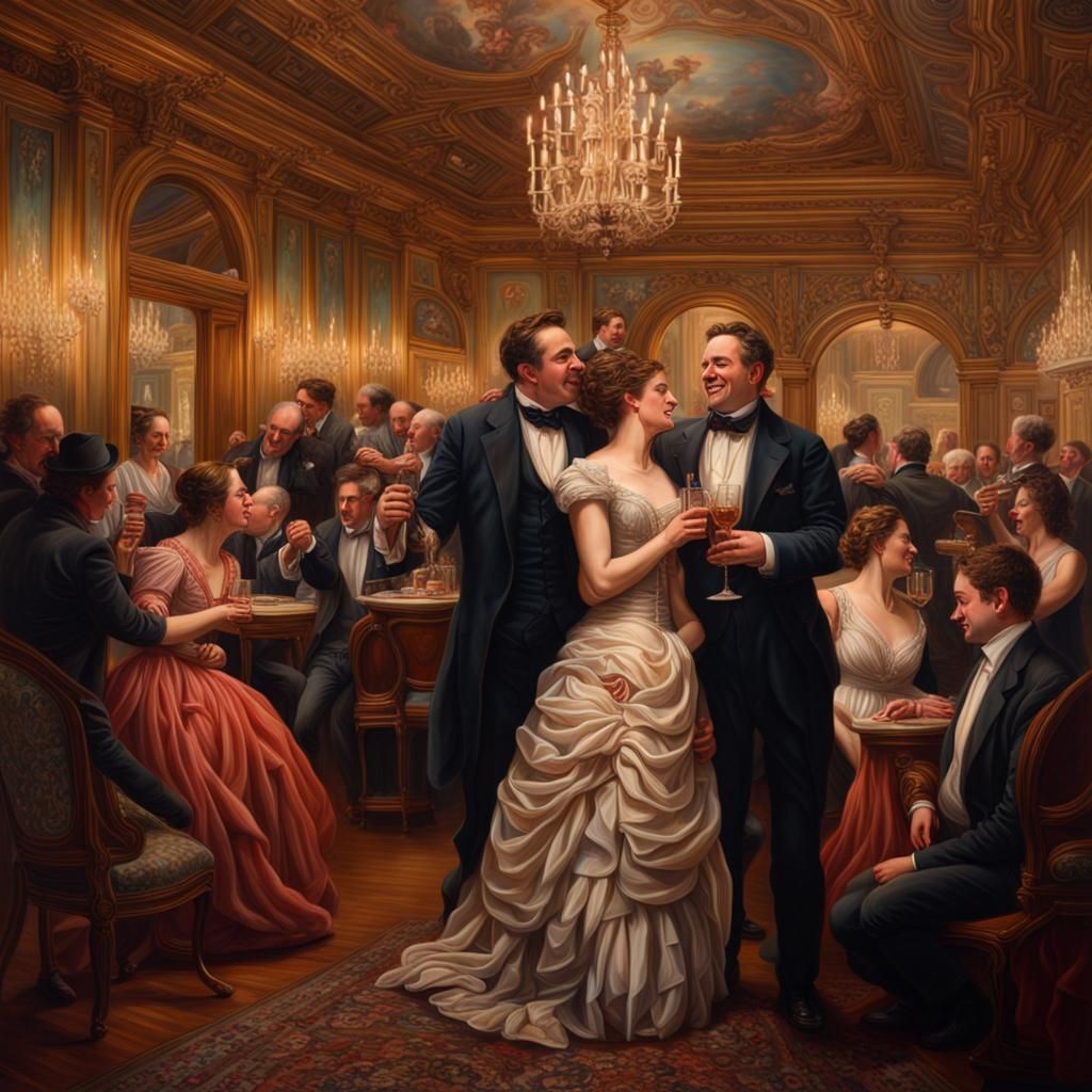 Victorian Ballroom Celebration in Classical Art Style