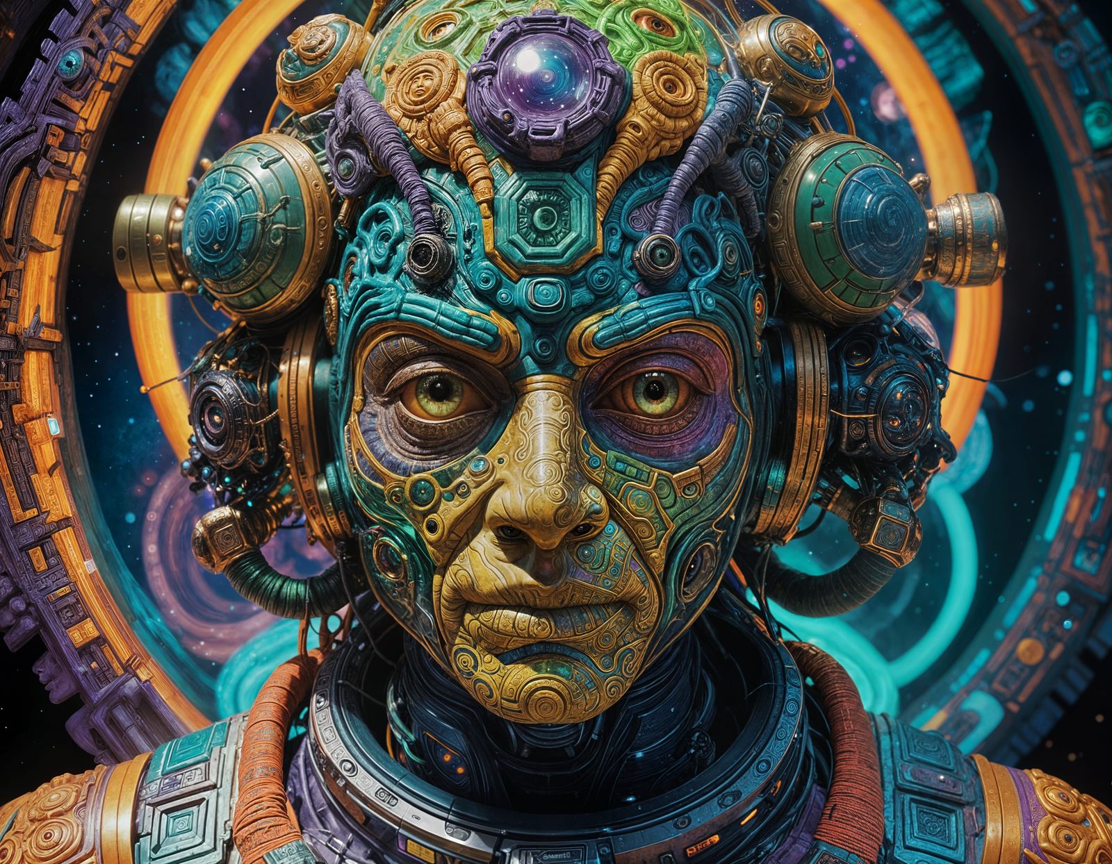 Astronaut Gazes at Psychedelic God-Head