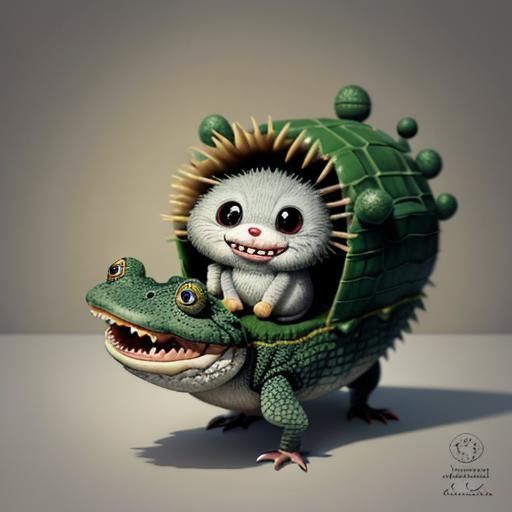 Happy Chibi Mouse in Alligator Mouth