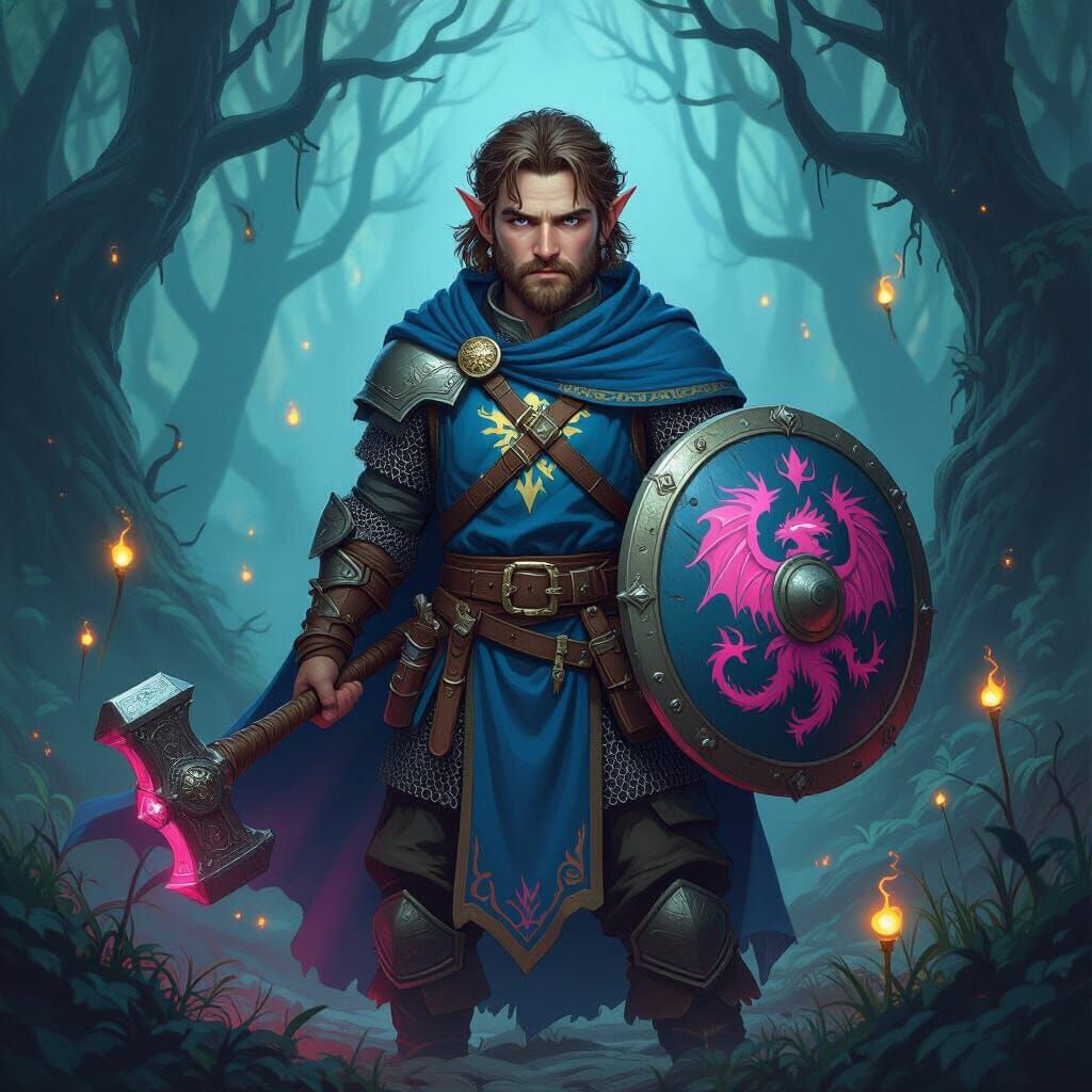 Halfling Cleric in Mystical Forest, Fantasy Art