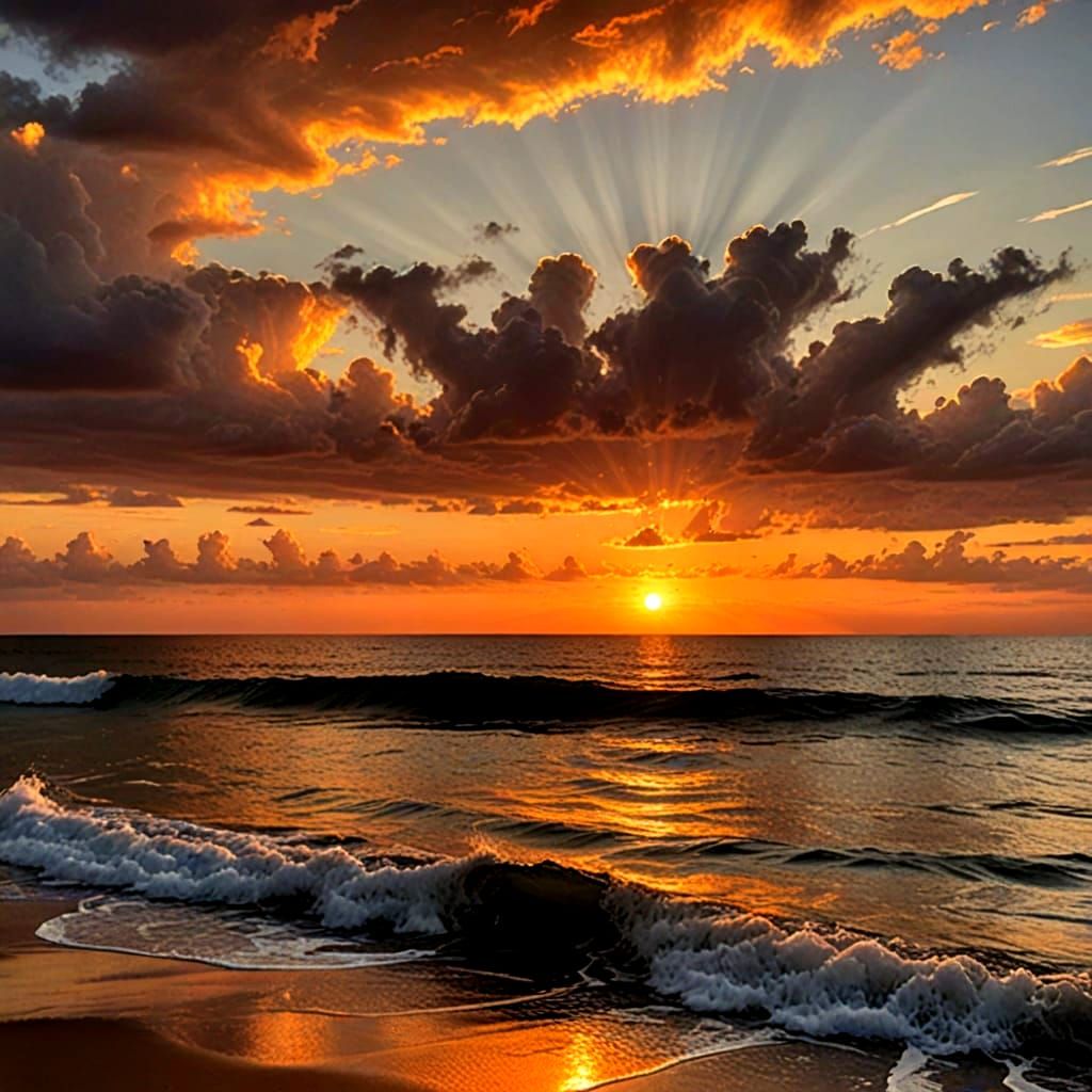 Glorious Sunset Over the Sea