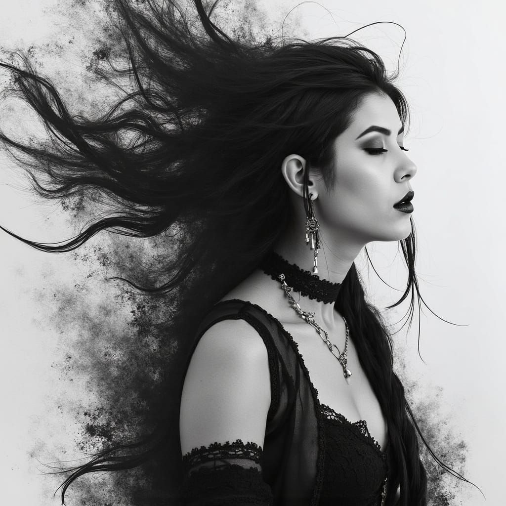 Surrealist Woman Contemplation in a Dreamlike World