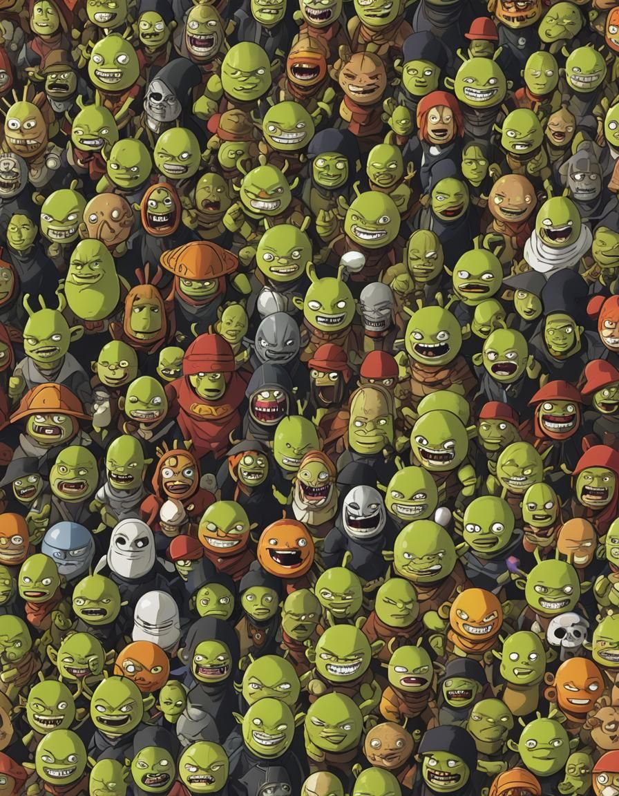 Shrek as Anime Avatar Amidst Chaos