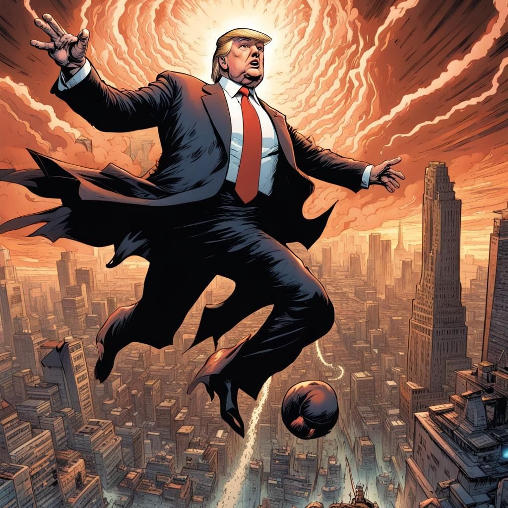 Evil Villain Rides Nuclear Missile: Comic Book Art