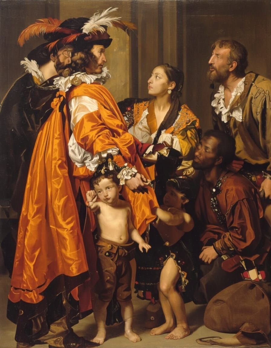 Baroque Fortune Telling Scene in Rembrandt Style