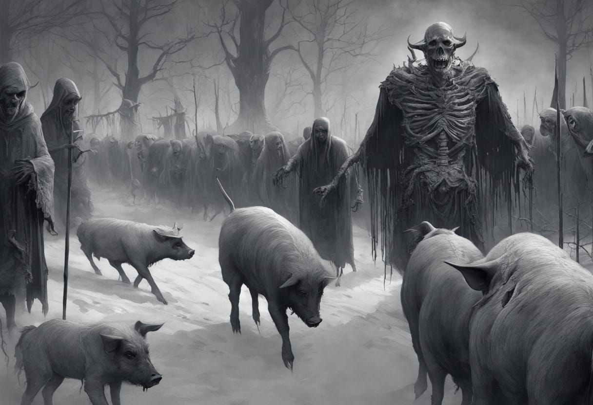 President Offers Money to Satan in Dark Fantasy Art